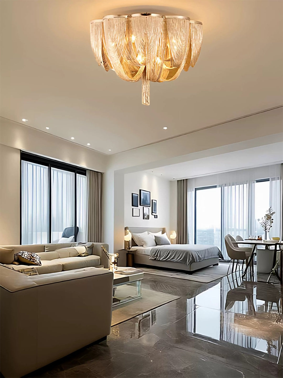 Silver Chain Tassel Ceiling Light - Vakkerlight