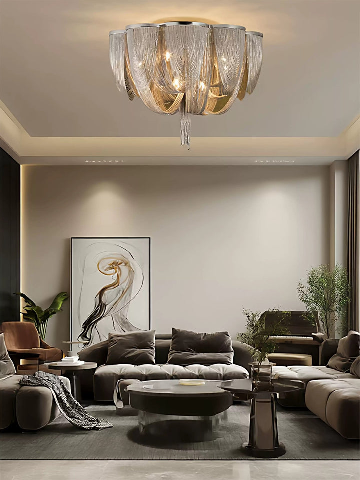 Silver Chain Tassel Ceiling Light - Vakkerlight