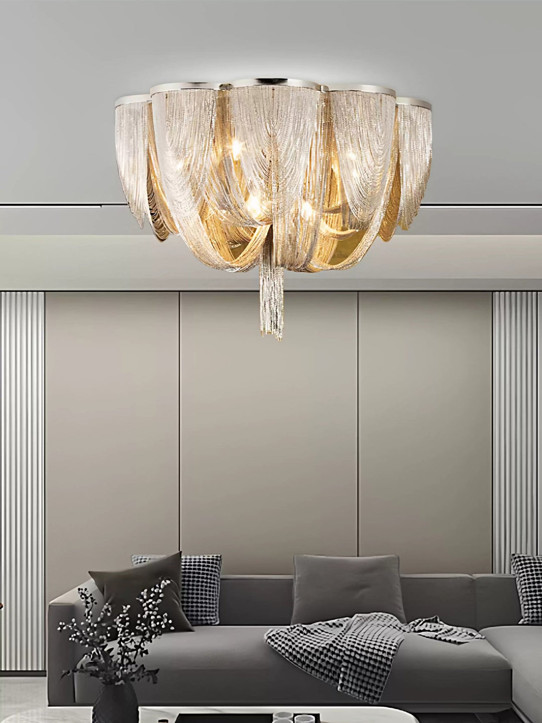Silver Chain Tassel Ceiling Light - Vakkerlight