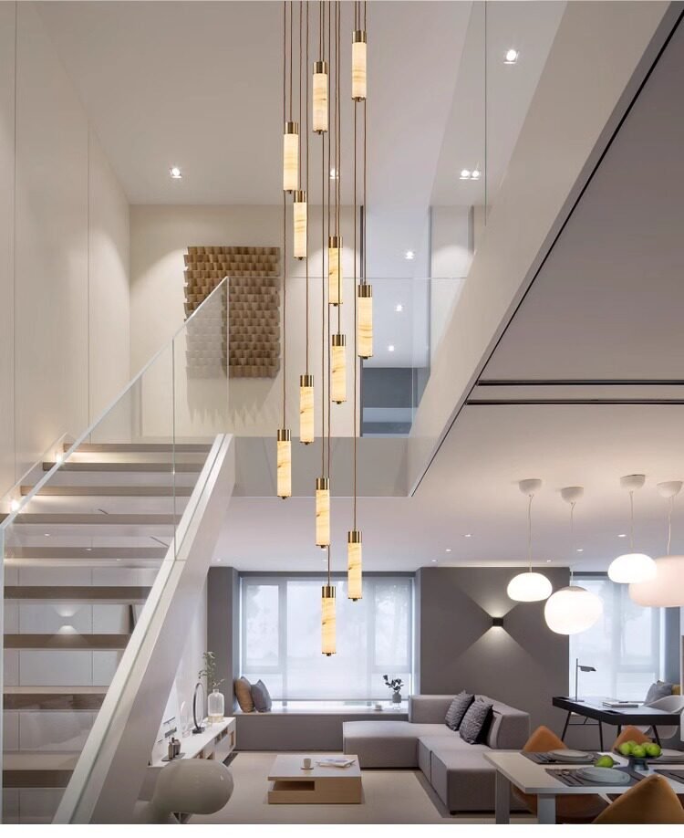Slender Alabaster Column Chandelier - Vakkerlight