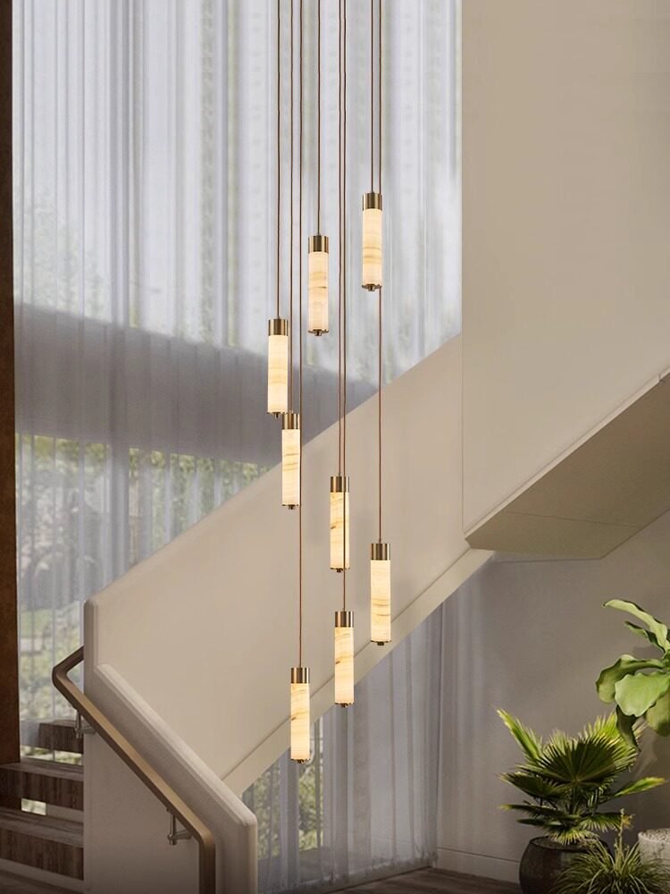 Slender Alabaster Column Chandelier - Vakkerlight