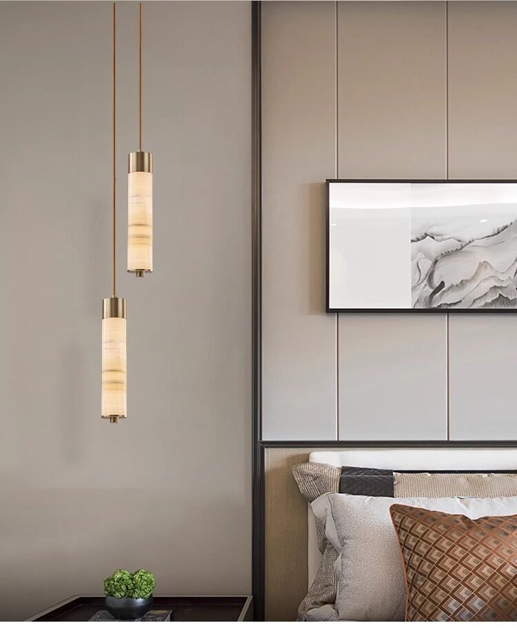 Slender Alabaster Column Chandelier - Vakkerlight