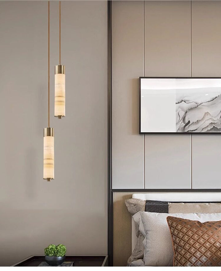 Slender Alabaster Column Chandelier - Vakkerlight