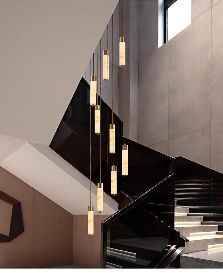 Slender Alabaster Column Chandelier - Vakkerlight