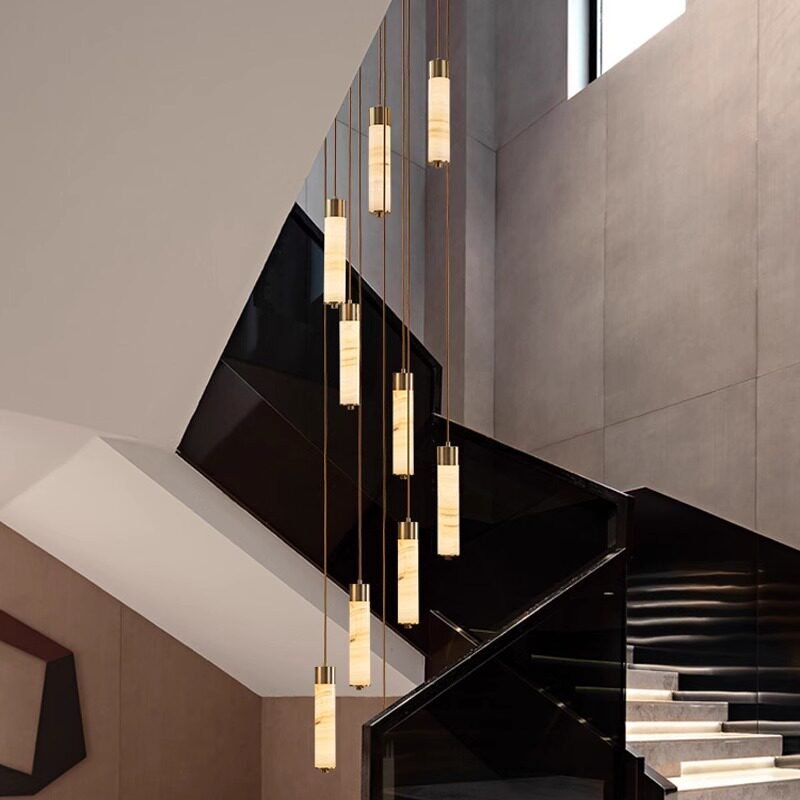 Slender Alabaster Column Chandelier - Vakkerlight