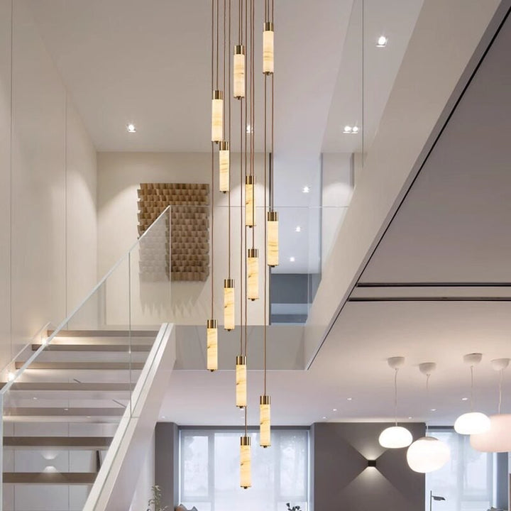 Slender Alabaster Column Chandelier - Vakkerlight