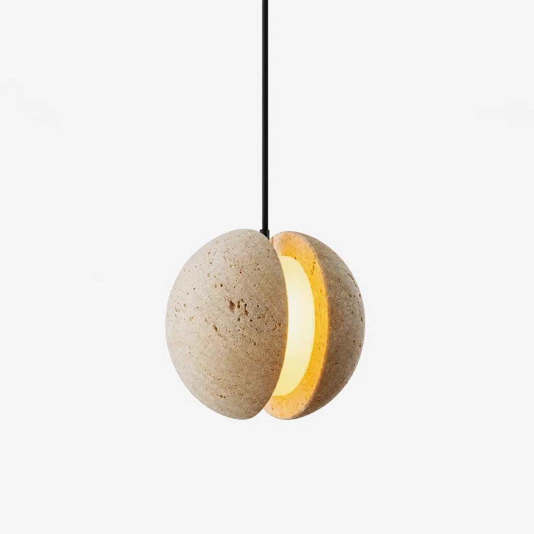 Sliced Travertine Globe Pendant Lamp