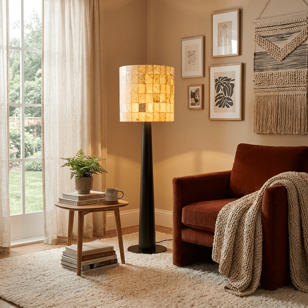 Solavera Alabaster Mosaic Floor Lamp - Vakkerlight