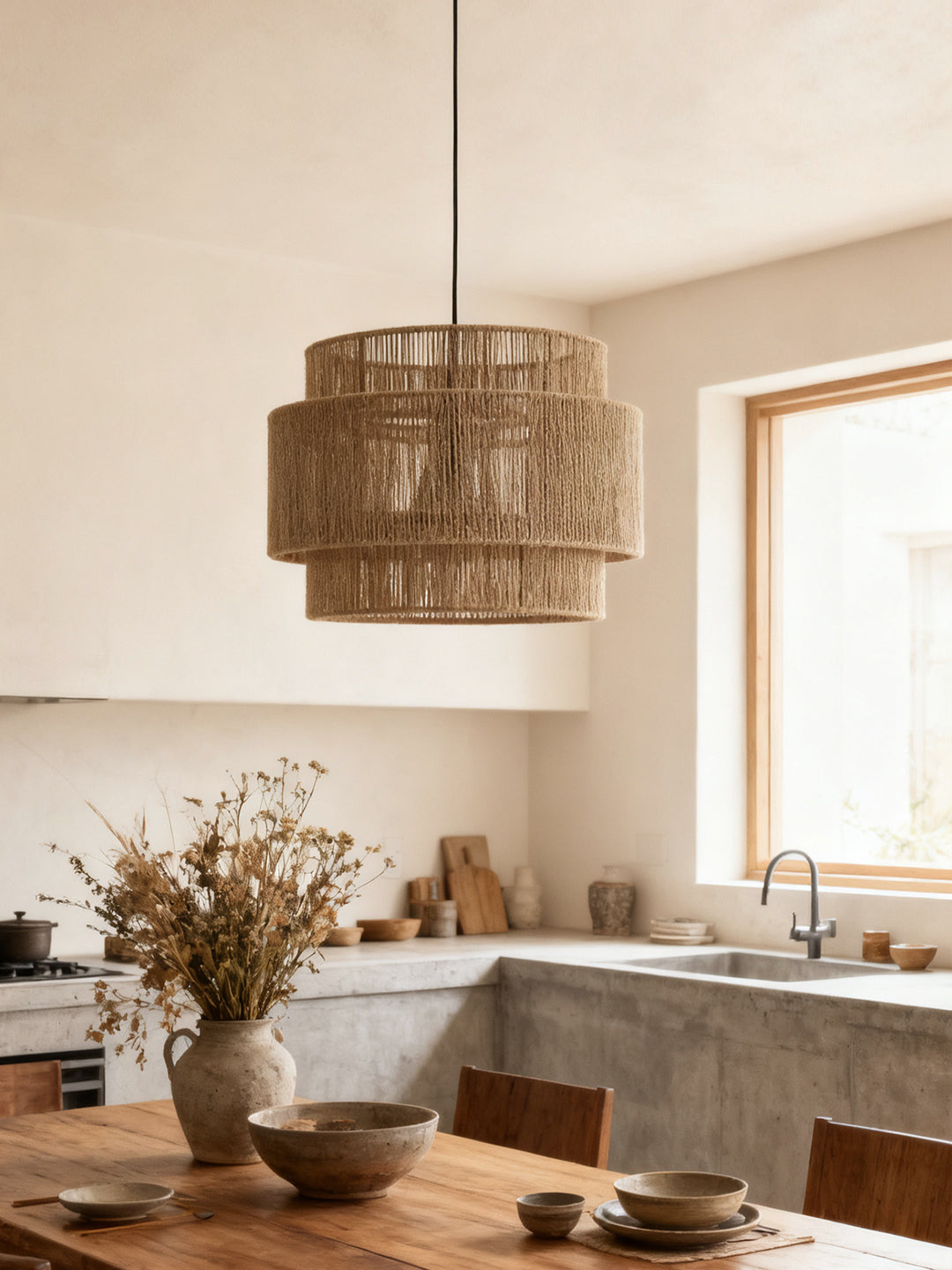 Solen Layered Hemp Rope Pendant Light