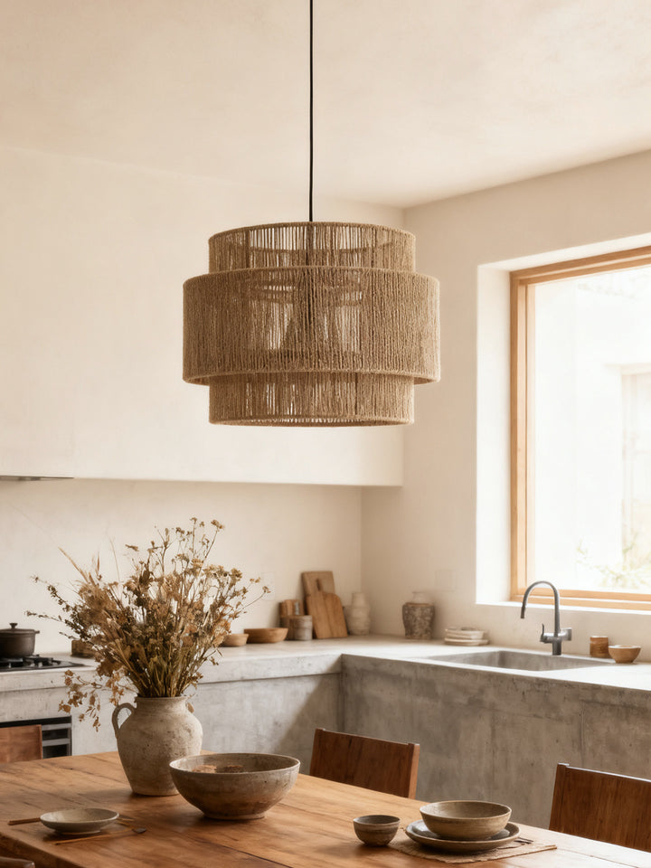 Solen Layered Hemp Rope Pendant Light