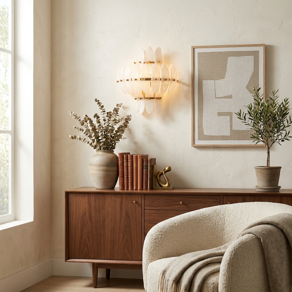 Solenne Alabaster Petal Wall Sconce