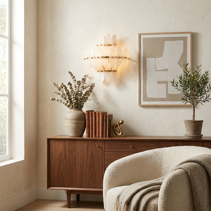 Solenne Alabaster Petal Wall Sconce