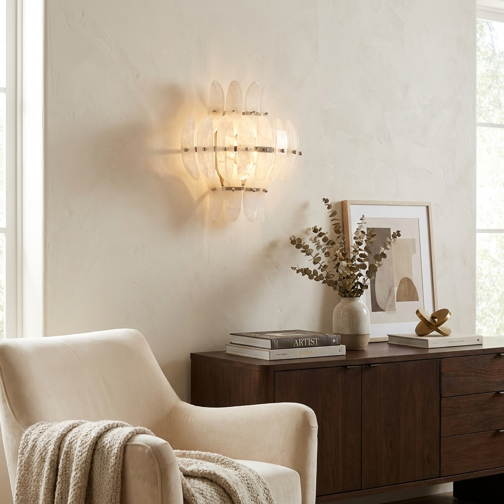 Solenne Alabaster Petal Wall Sconce