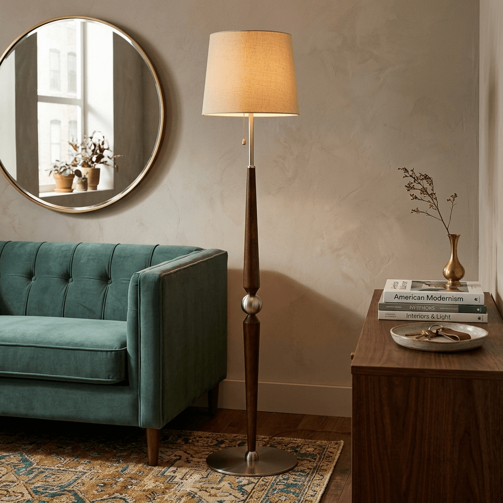 Solenne Sculpted Wood Floor Lamp - Vakkerlight