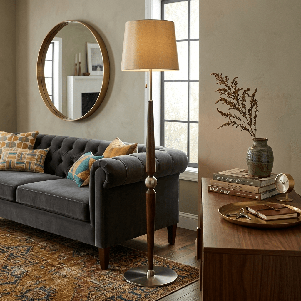 Solenne Sculpted Wood Floor Lamp - Vakkerlight