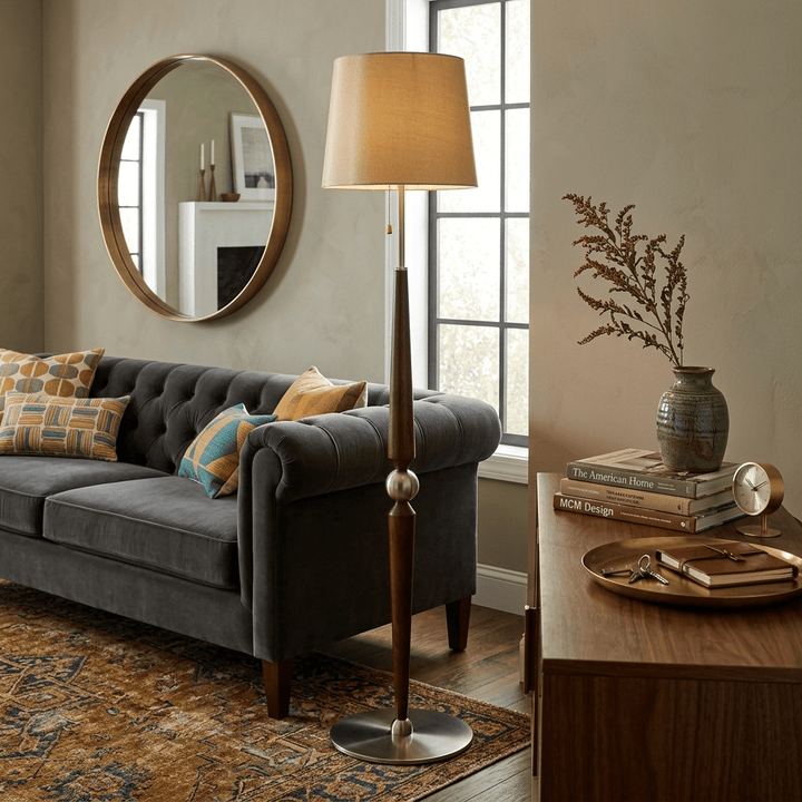 Solenne Sculpted Wood Floor Lamp - Vakkerlight