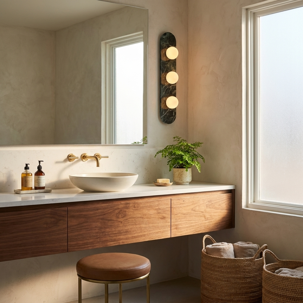 Solenne Stone Triple Globe Wall Sconce