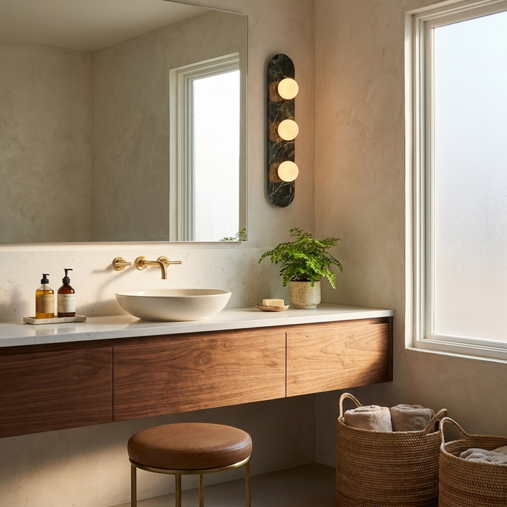 Solenne Stone Triple Globe Wall Sconce