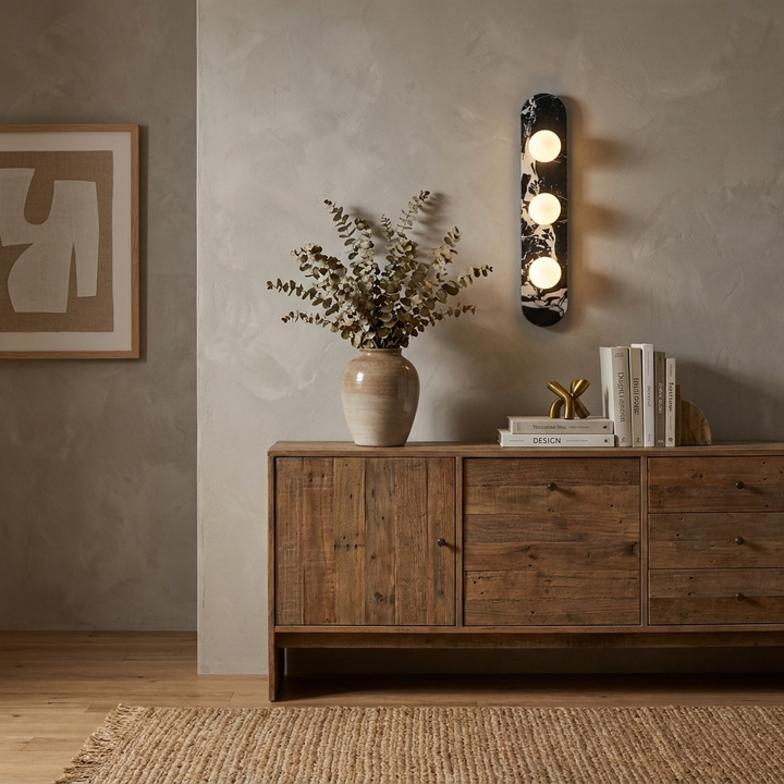 Solenne Stone Triple Globe Wall Sconce