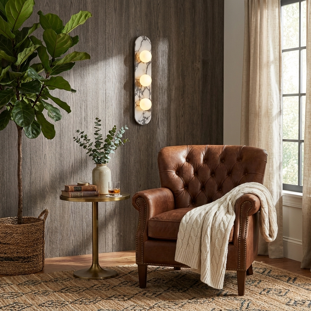 Solenne Stone Triple Globe Wall Sconce