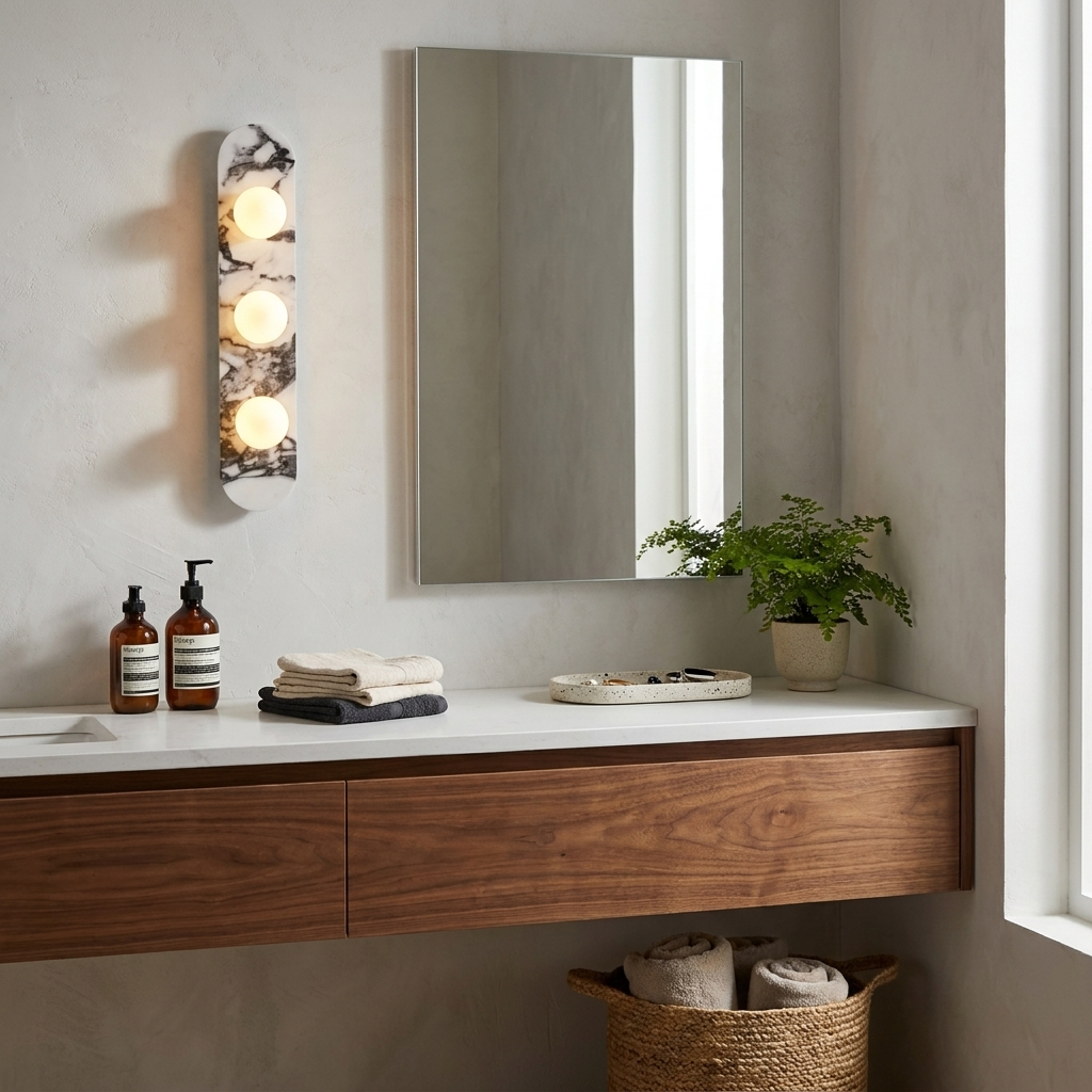 Solenne Stone Triple Globe Wall Sconce