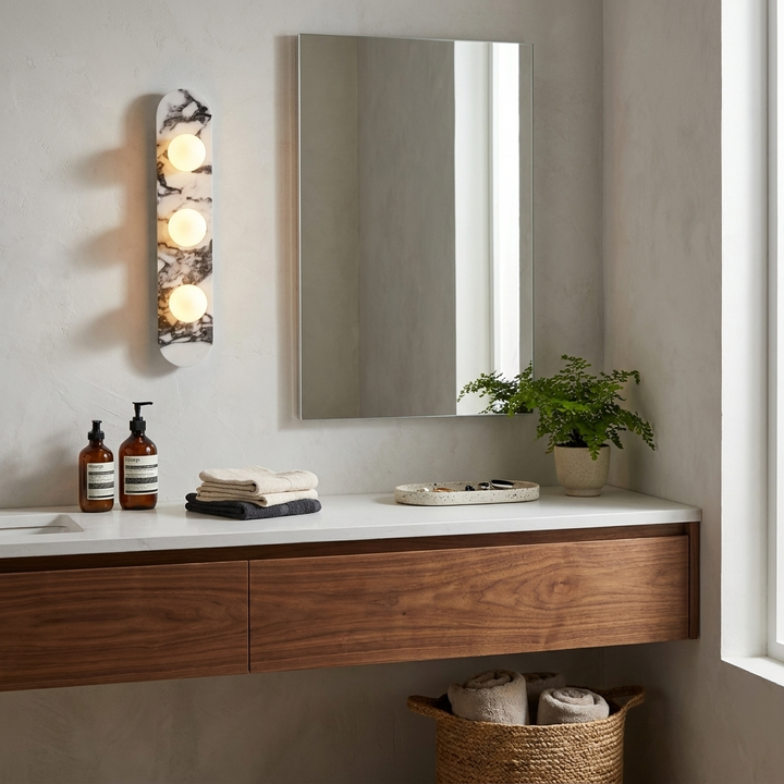 Solenne Stone Triple Globe Wall Sconce