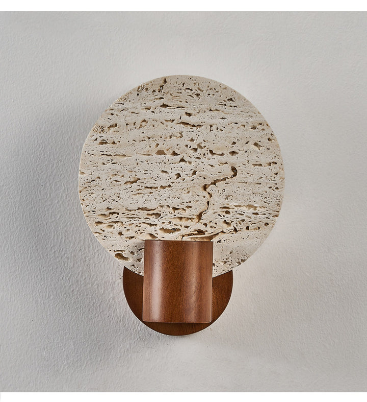 Solis Travertine Round Wall Light