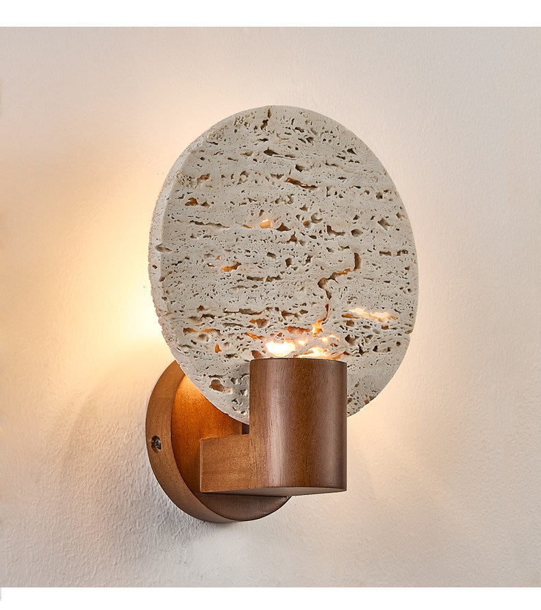 Solis Travertine Round Wall Light