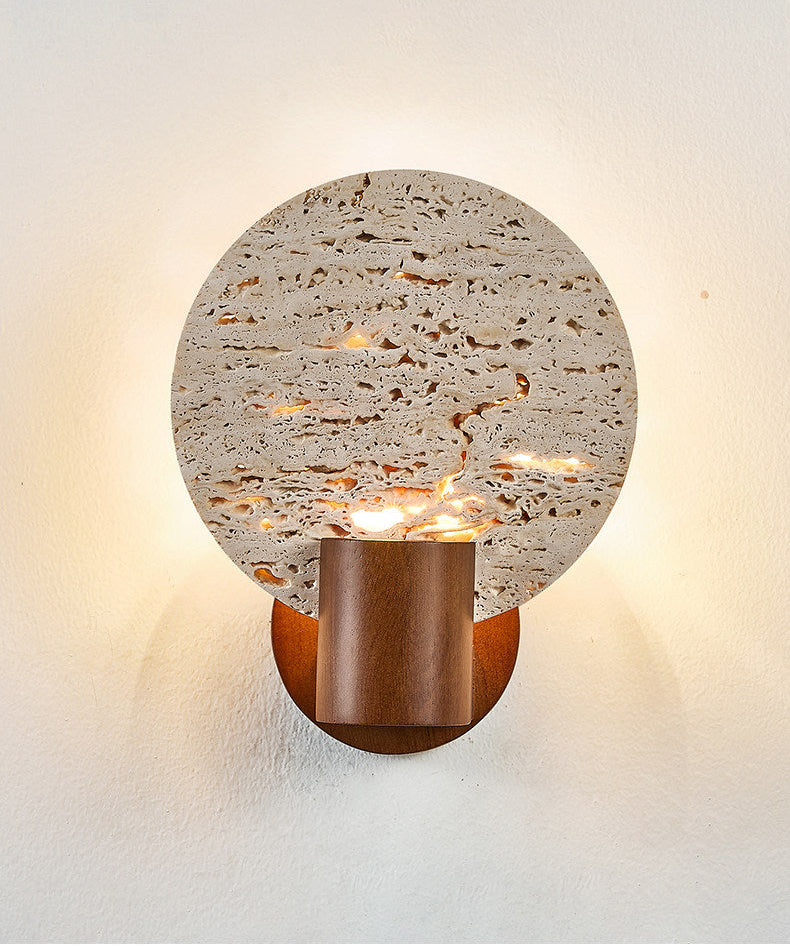 Solis Travertine Round Wall Light