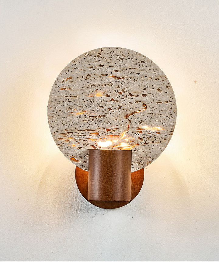 Solis Travertine Round Wall Light