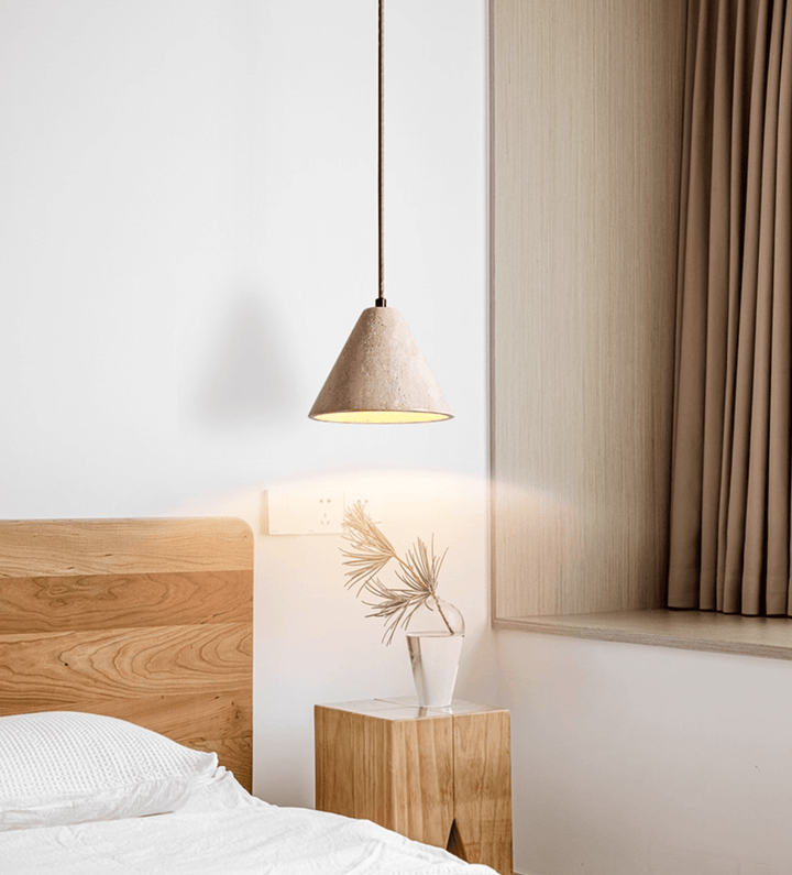 Solis Cone Travertine Pendant Lamp - Vakkerlight