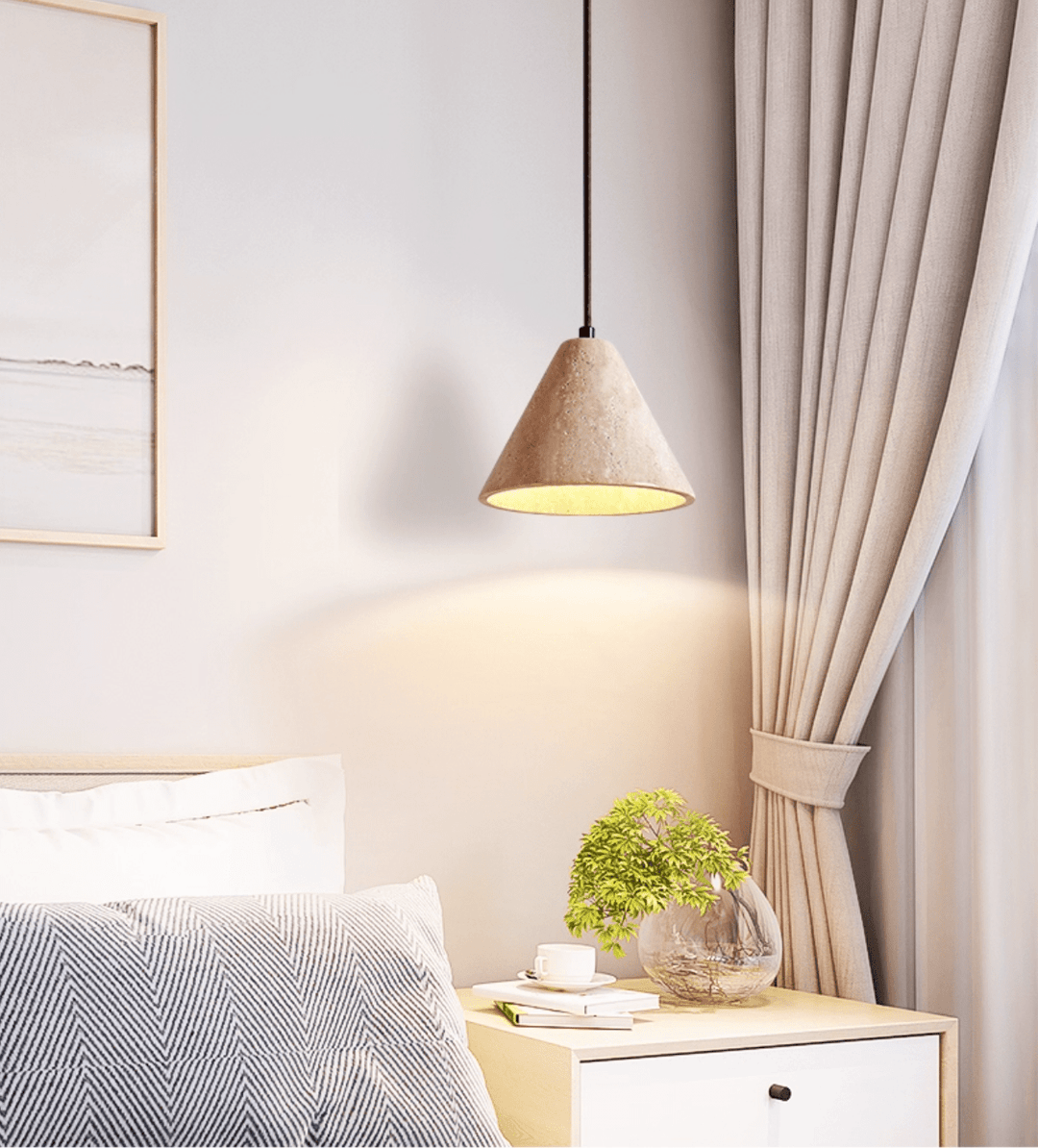 Solis Cone Travertine Pendant Lamp - Vakkerlight