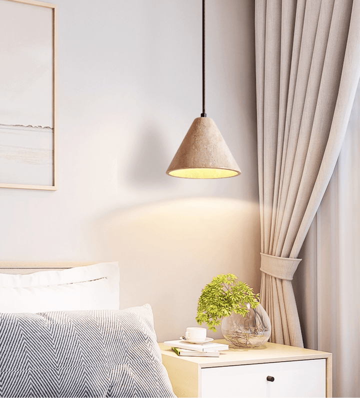 Solis Cone Travertine Pendant Lamp - Vakkerlight