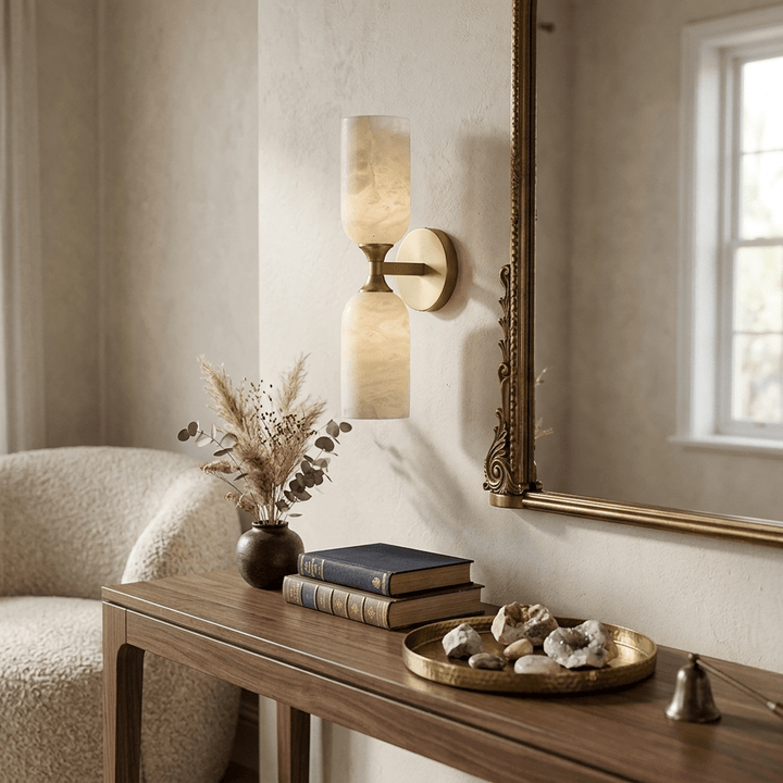 Solmira Twin Alabaster Wall Sconce - Vakkerlight