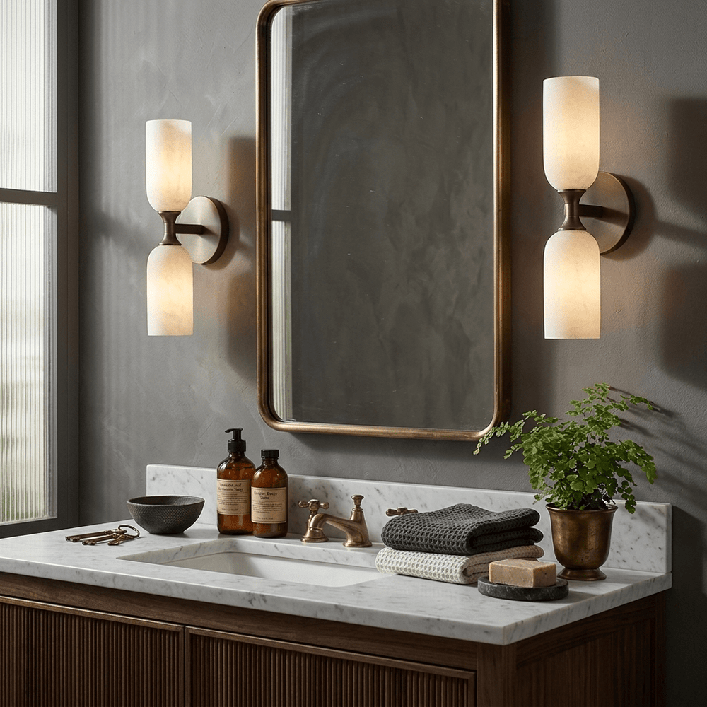 Solmira Twin Alabaster Wall Sconce - Vakkerlight