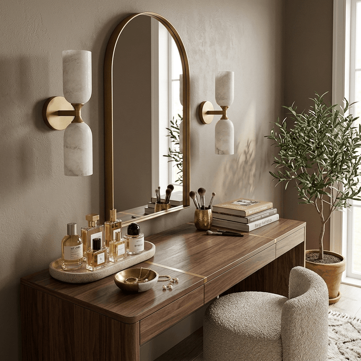 Solmira Twin Alabaster Wall Sconce - Vakkerlight
