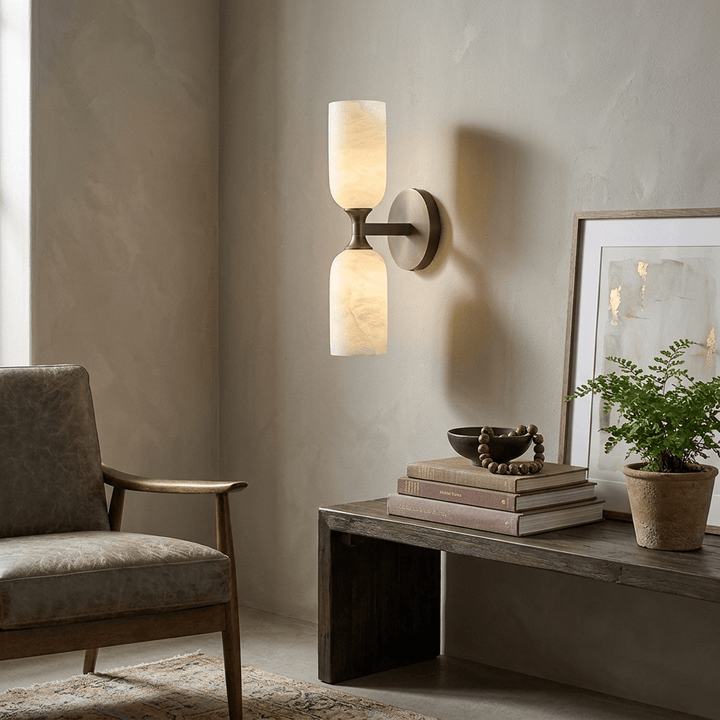 Solmira Twin Alabaster Wall Sconce - Vakkerlight