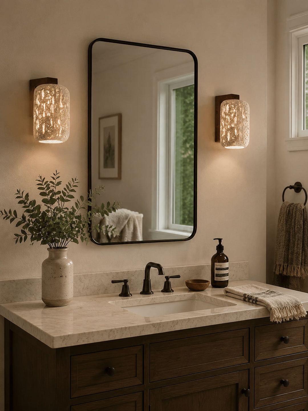 Solvane Perforated Travertine Wall Sconce