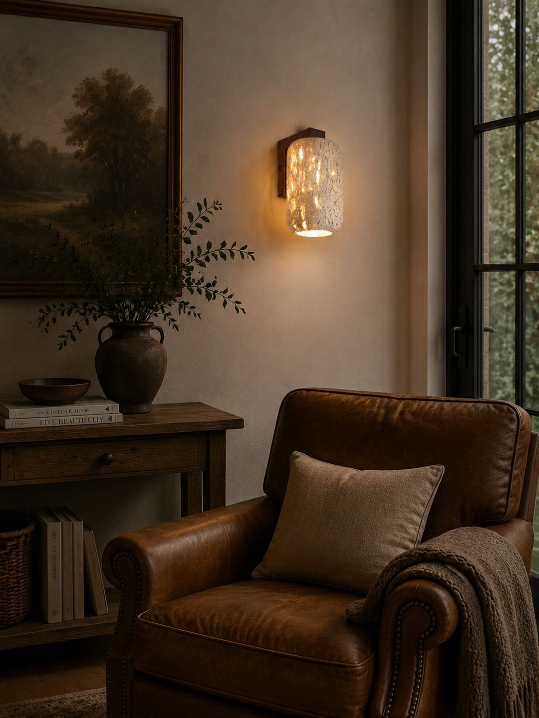 Solvane Perforated Travertine Wall Sconce