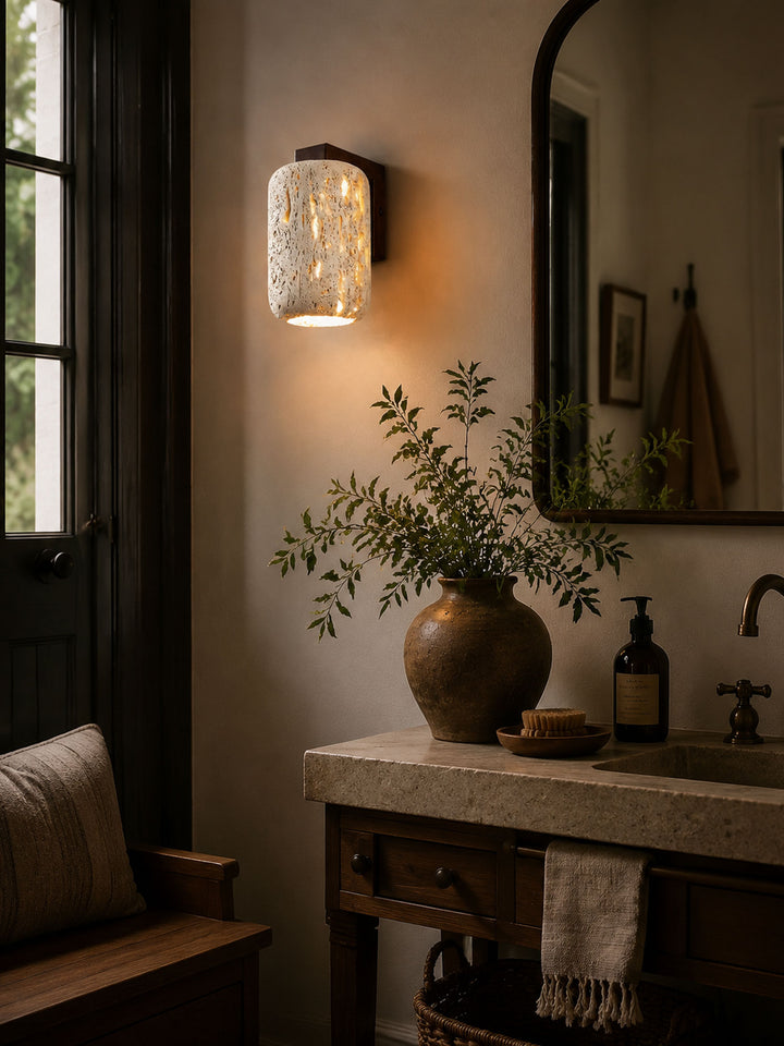 Solvane Perforated Travertine Wall Sconce