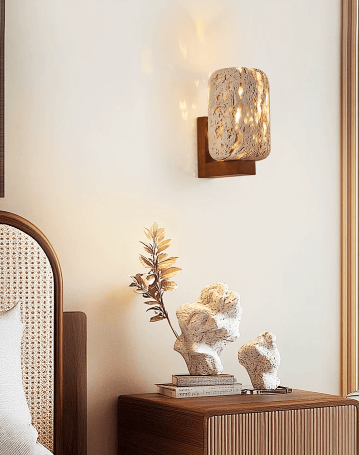 Solvane Perforated Travertine Wall Sconce - Vakkerlight