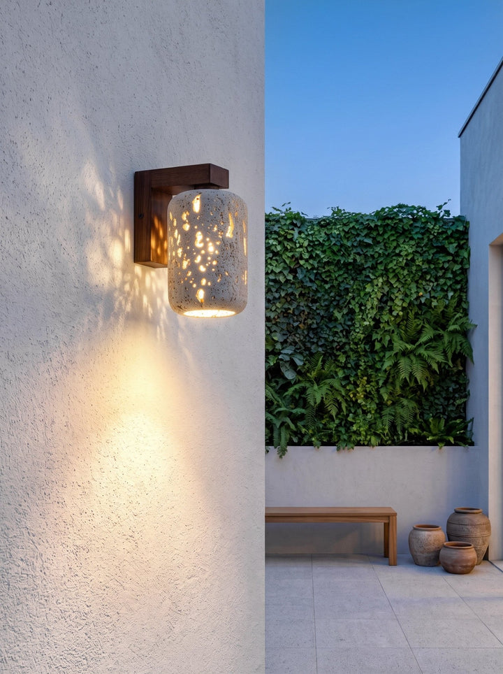 Solvane Perforated Travertine Wall Sconce - Vakkerlight