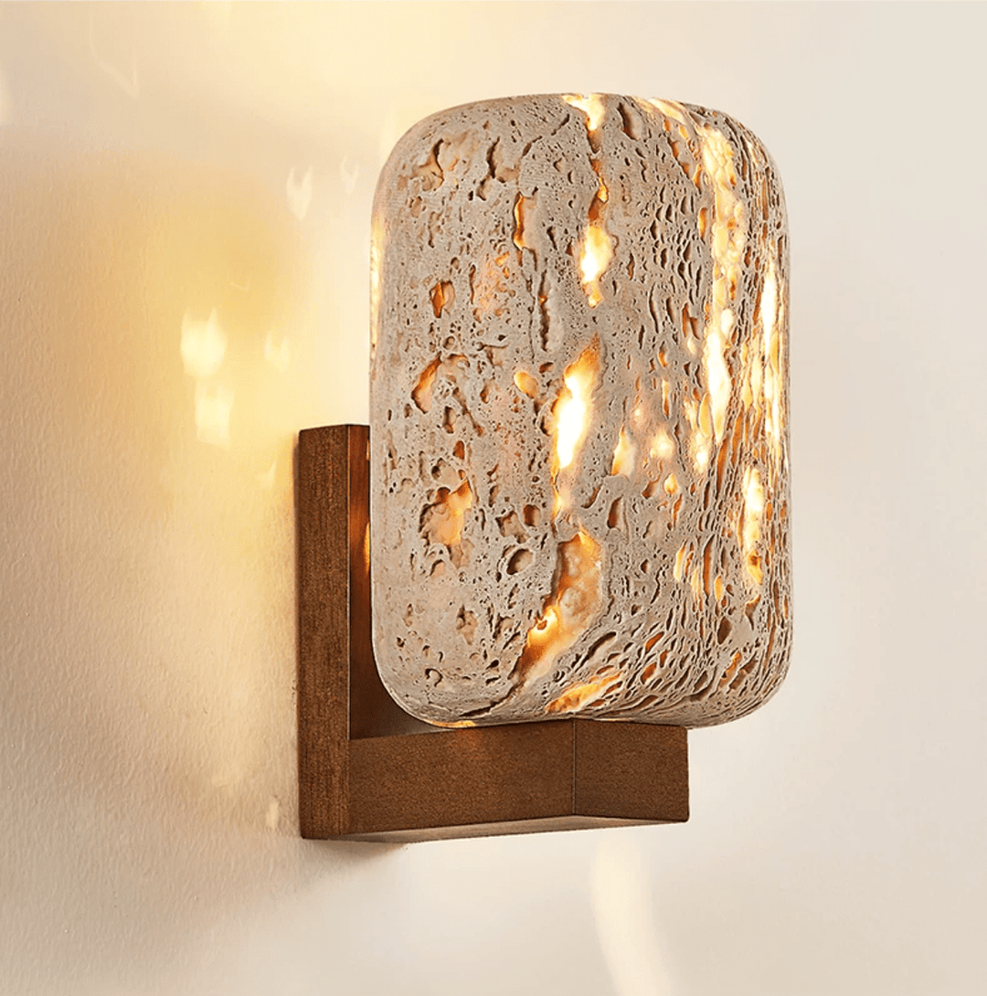 Solvane Perforated Travertine Wall Sconce - Vakkerlight