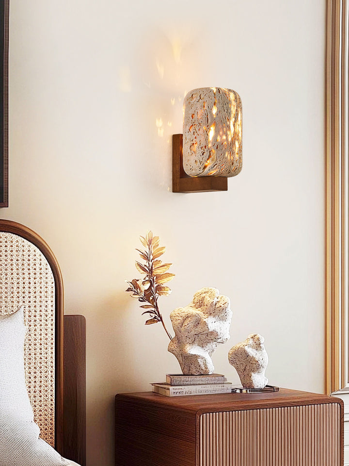 Solvane Perforated Travertine Wall Sconce - Vakkerlight