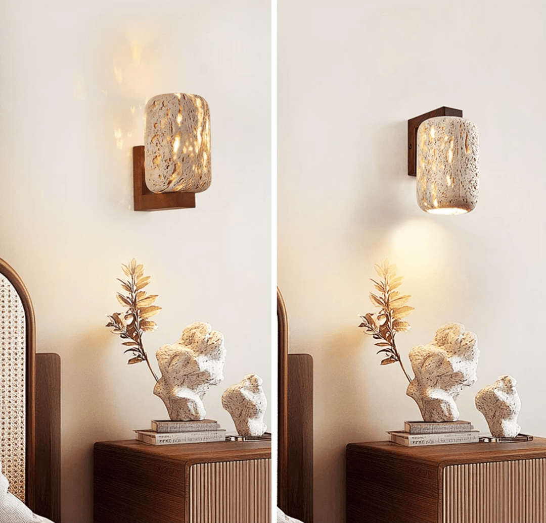Solvane Perforated Travertine Wall Sconce - Vakkerlight