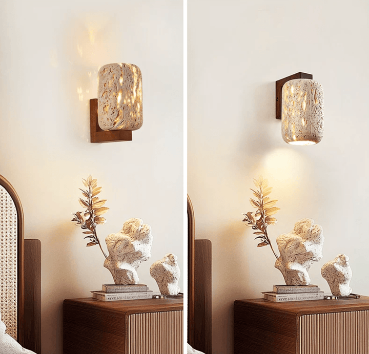 Solvane Perforated Travertine Wall Sconce - Vakkerlight