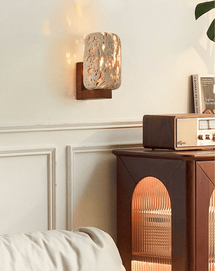 Solvane Perforated Travertine Wall Sconce - Vakkerlight