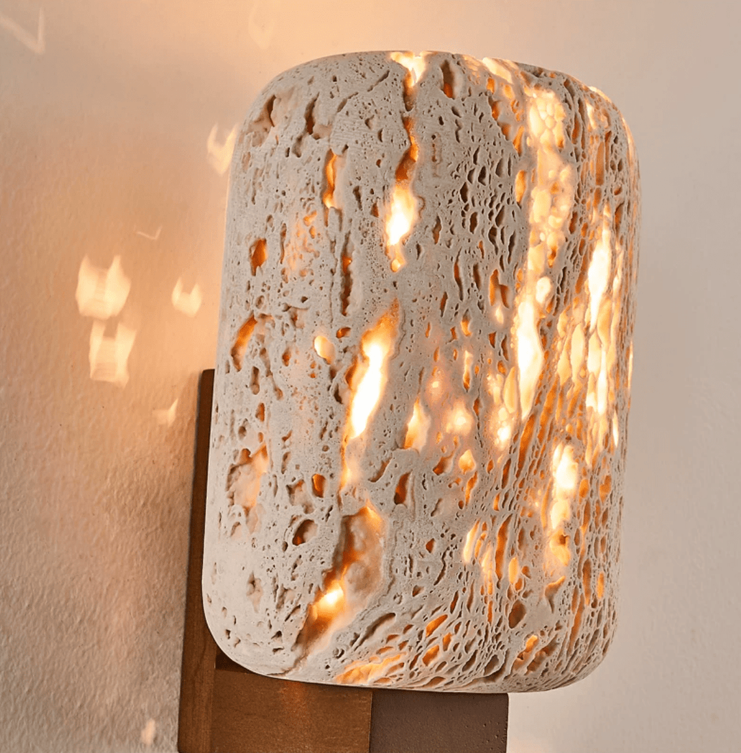 Solvane Perforated Travertine Wall Sconce - Vakkerlight