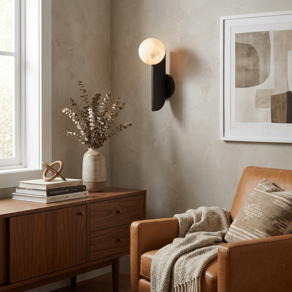 Solvara Alabaster Orb Wall Sconce - Vakkerlight