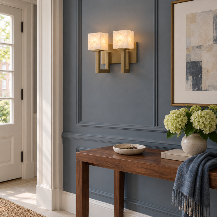 Solvenne Alabaster Double Wall Sconce